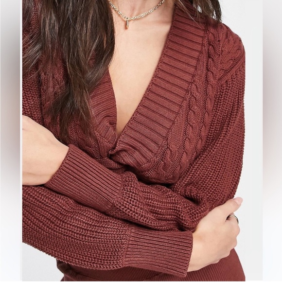 Free People Emilie Knit Two Piece Sweater Set Top Pants Cherry Cola Women’s M - Picture 4 of 16